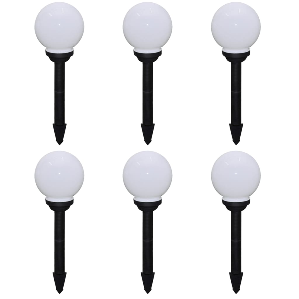 6 pcs Lampes d'allée d'extérieur à LED 20 cm et piquet au sol