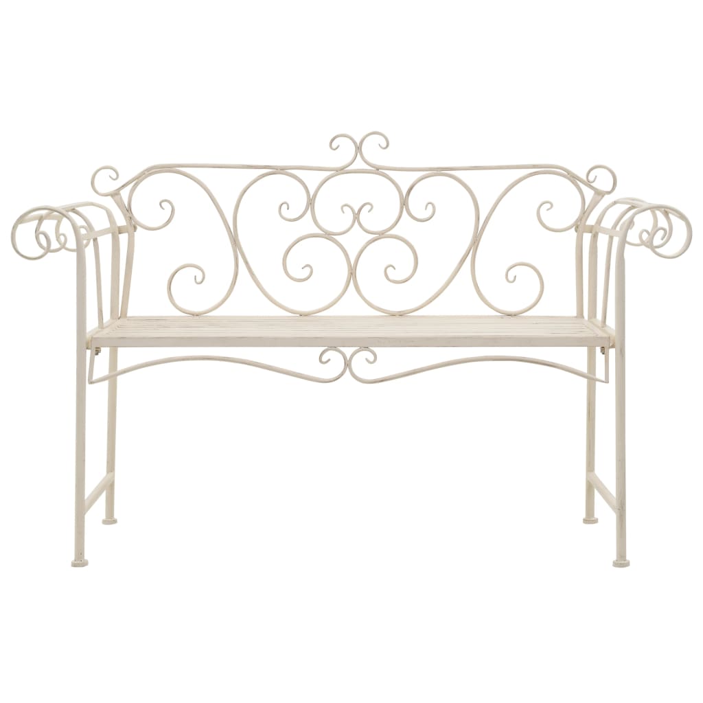 Banc de jardin 132 cm Métal Antique Blanc