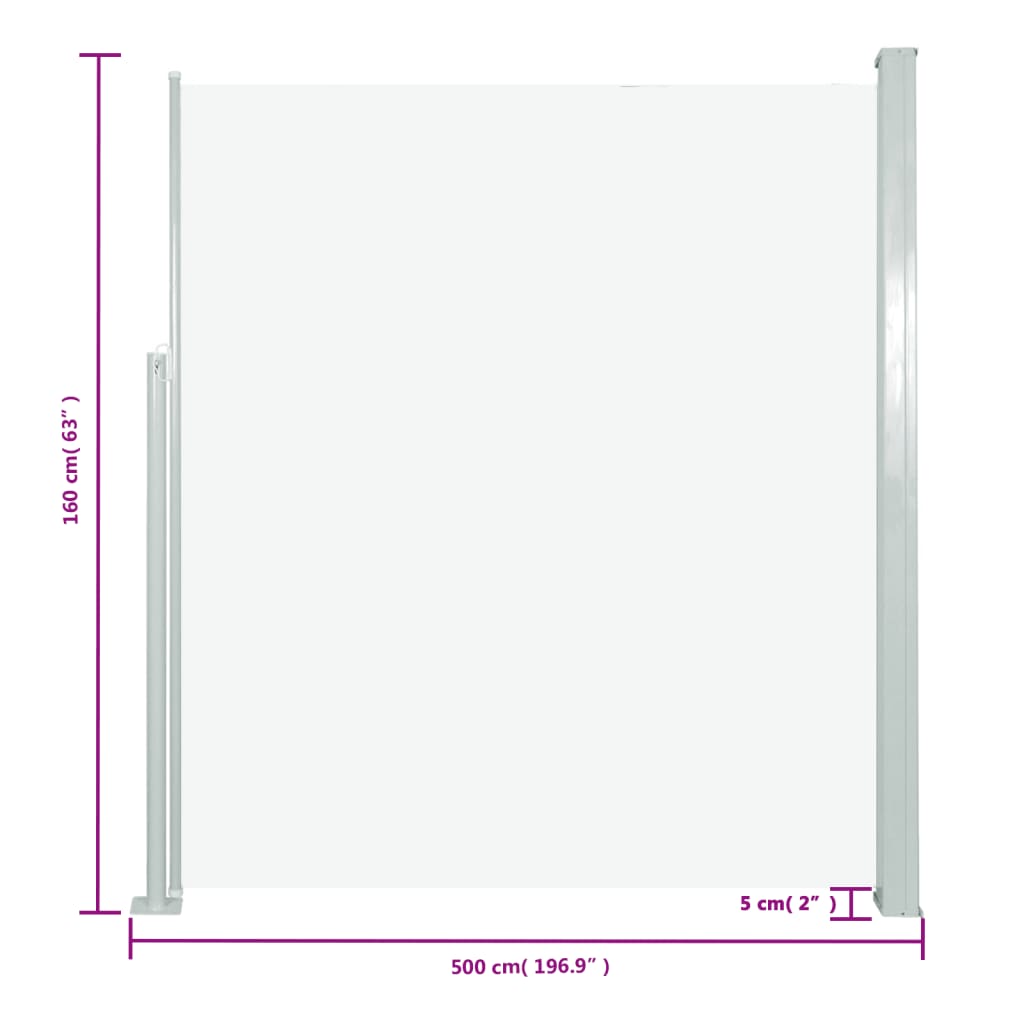 Auvent latéral rétractable 160 x 500 cm Crème