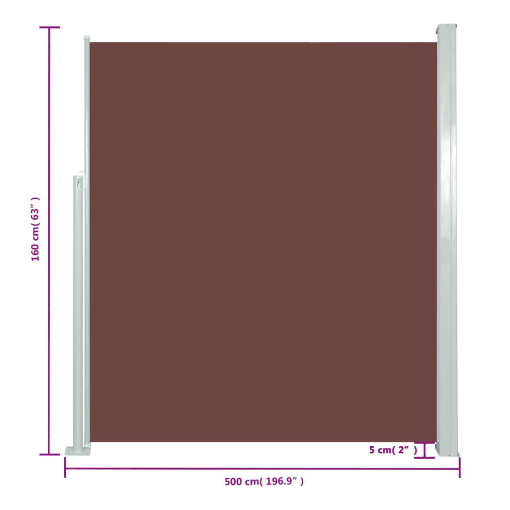 Auvent latéral rétractable 160 x 500 cm Marron