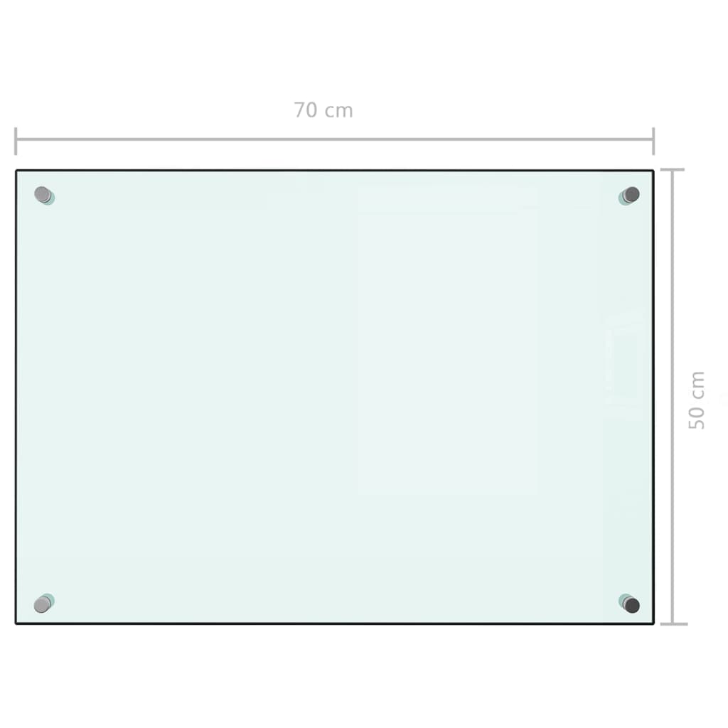 Dosseret de cuisine Blanc 70x50 cm Verre trempé