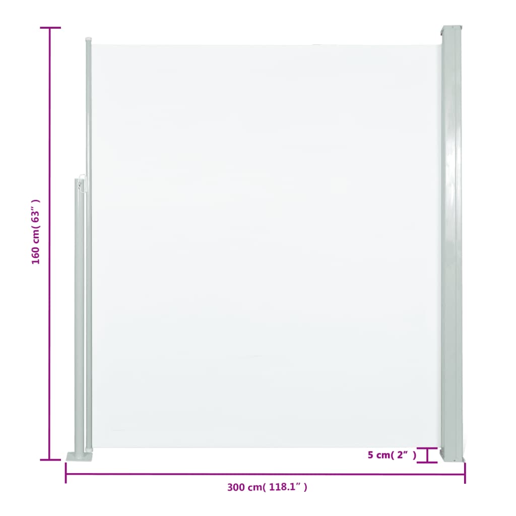 Auvent latéral de patio 160x300 cm Couleur crème