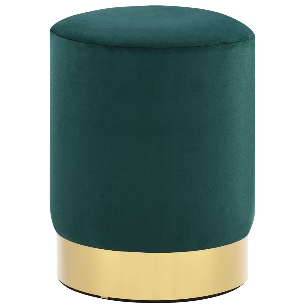 Tabouret Vert foncé et doré Velours