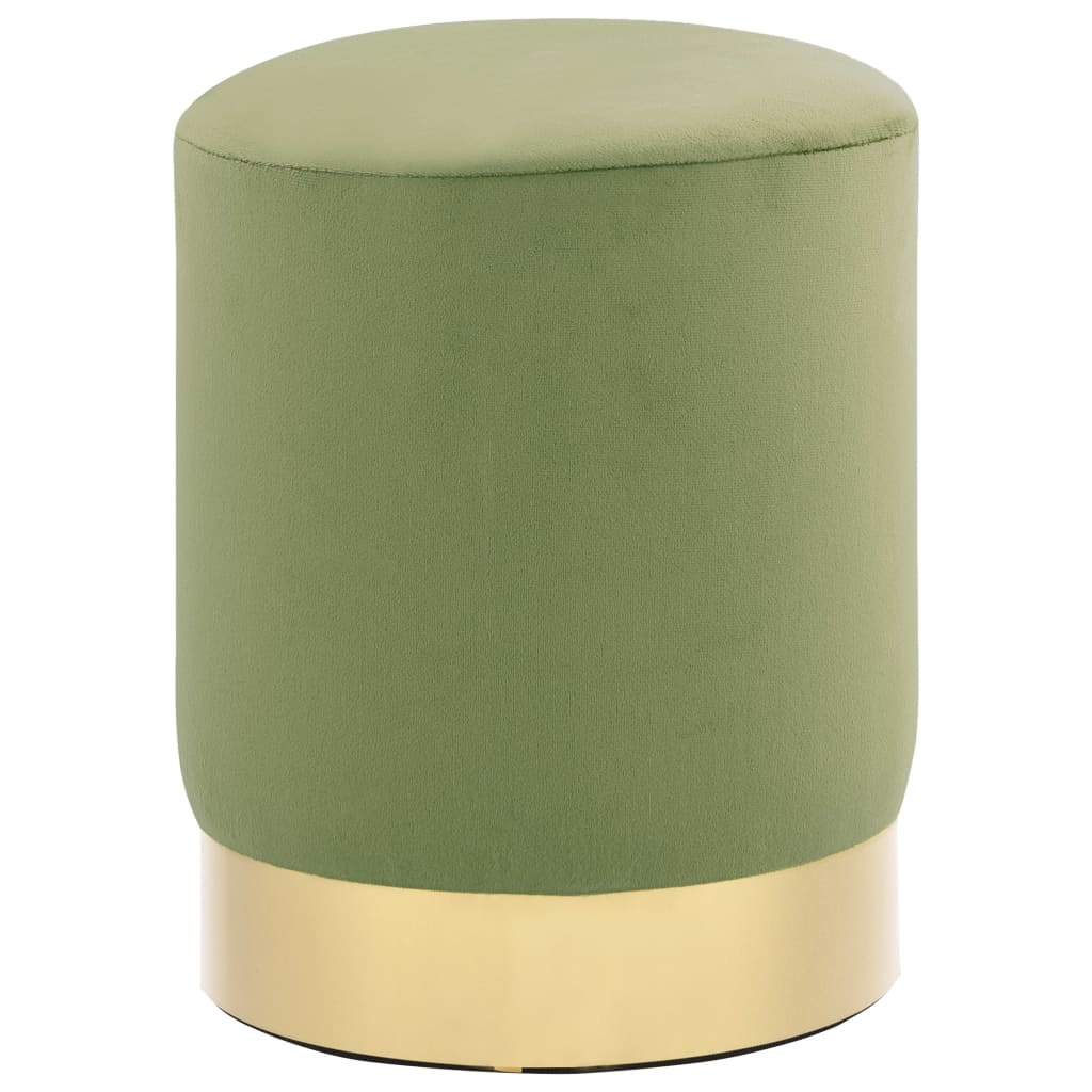 Tabouret Vert moutarde et doré Velours