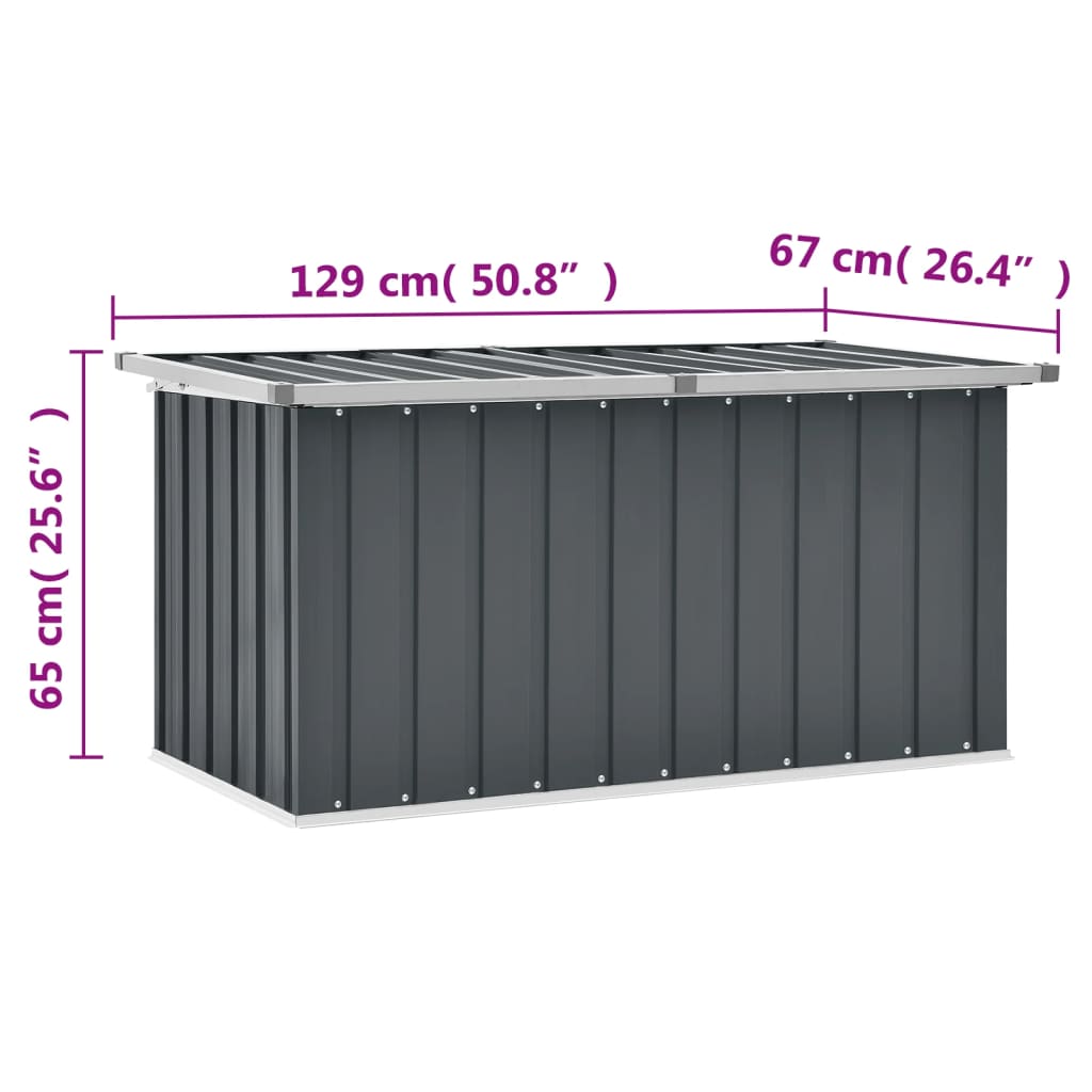 Boîte de rangement de jardin Gris 129x67x65 cm