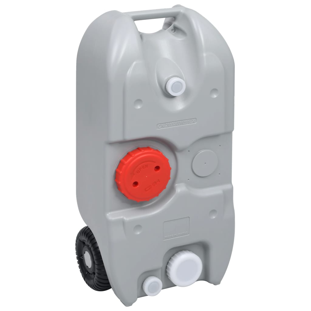 Réservoir d'eau sur roues pour camping 40 L Gris