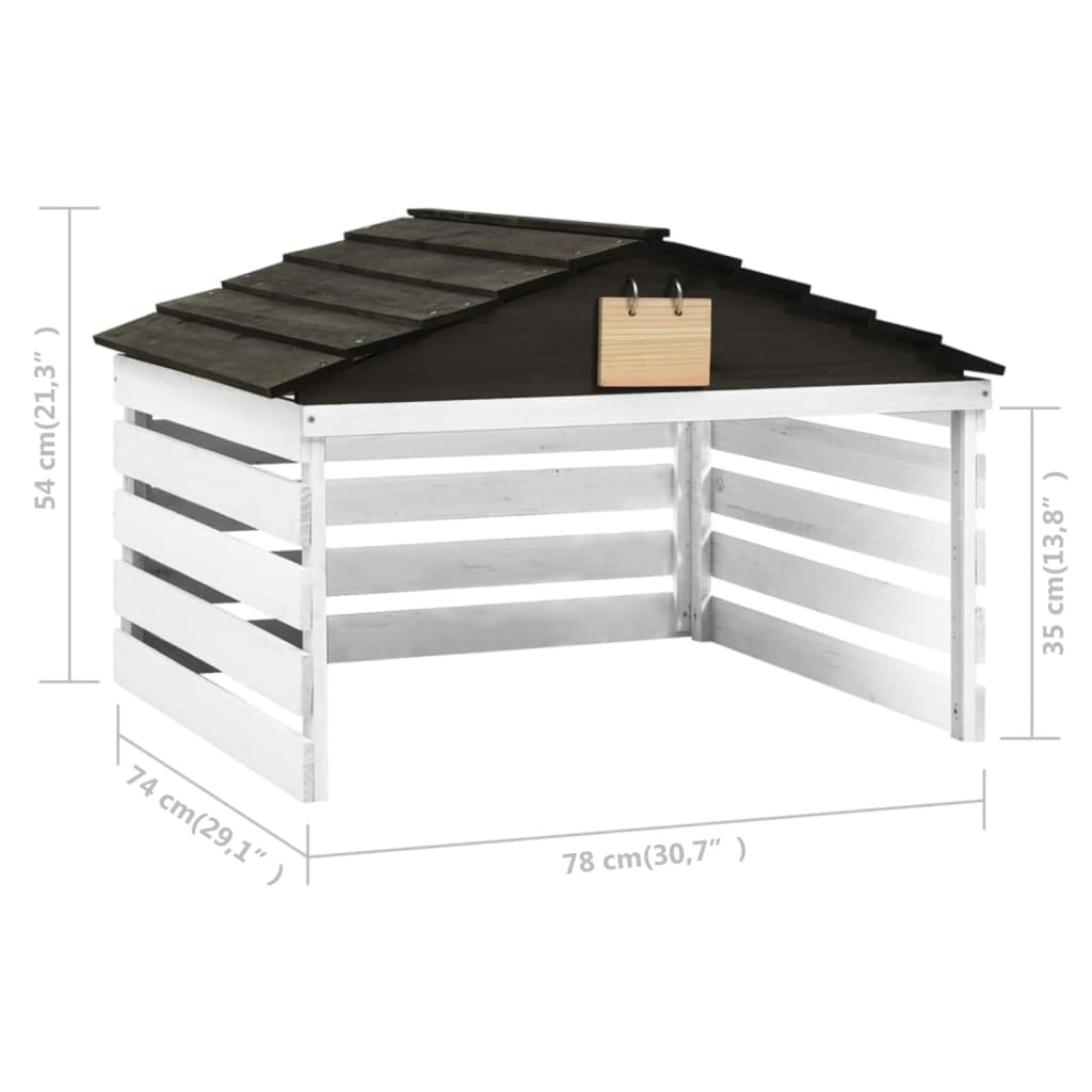 Garage de tondeuse à gazon Noir et blanc 78x74x54 cm Sapin