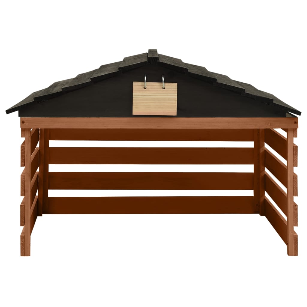 Garage de tondeuse à gazon Noir et marron 78x74x54cm Sapin