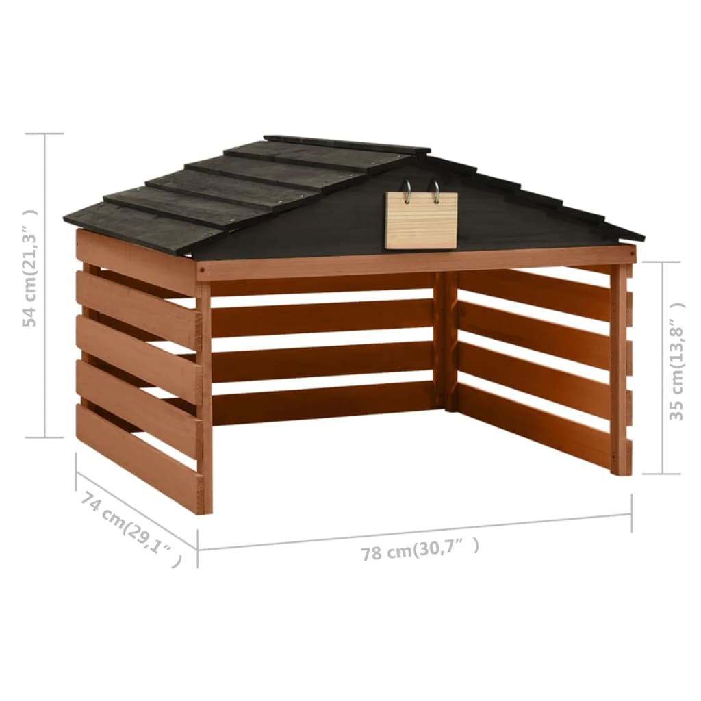 Garage de tondeuse à gazon Noir et marron 78x74x54cm Sapin