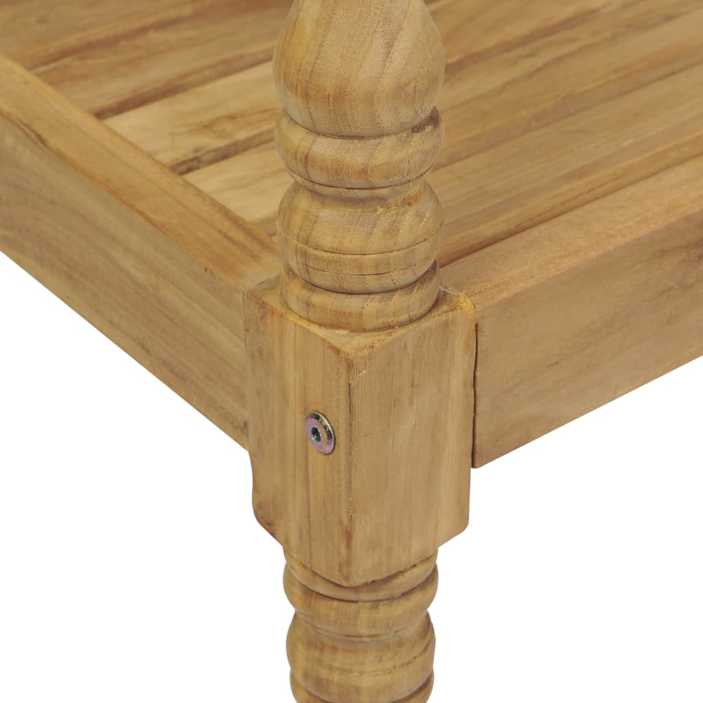 Banc Batavia avec coussin à carreaux gris 120 cm Bois de teck