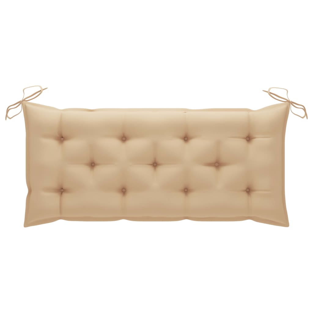 Banc Batavia avec coussin beige 120 cm Bois de teck massif