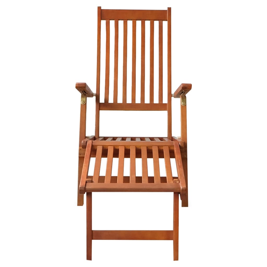 Chaise de terrasse avec repose-pied et coussin Acacia solide