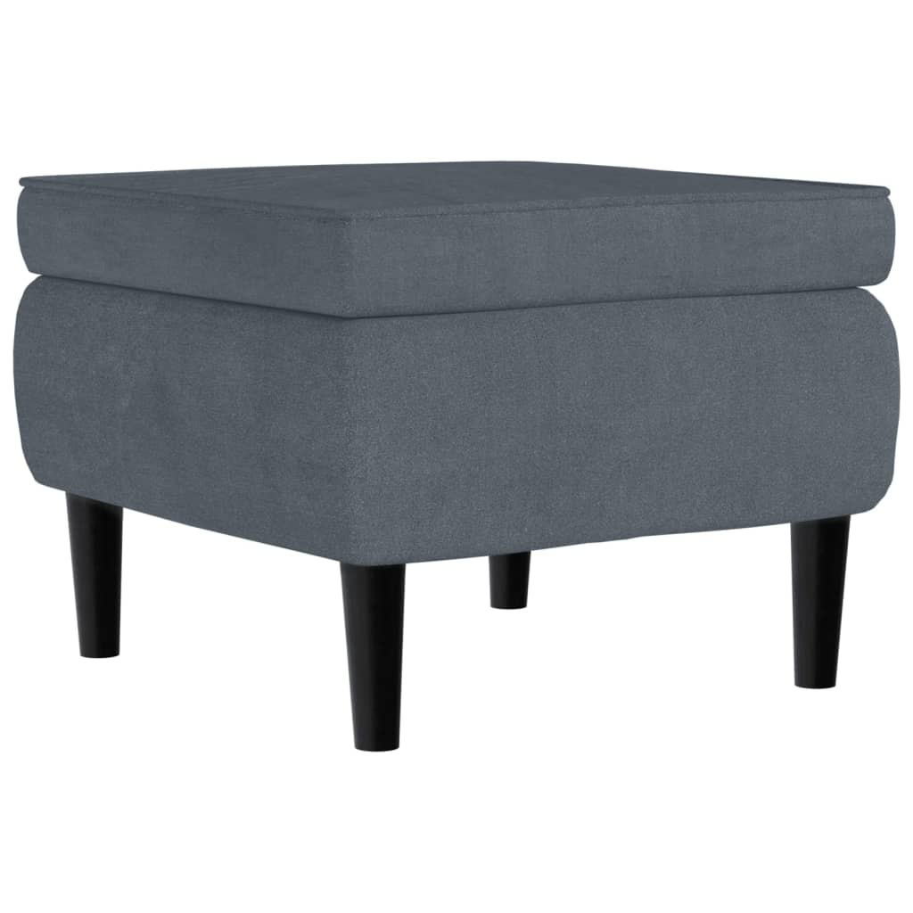 Tabouret avec pieds en bois Gris foncé Velours