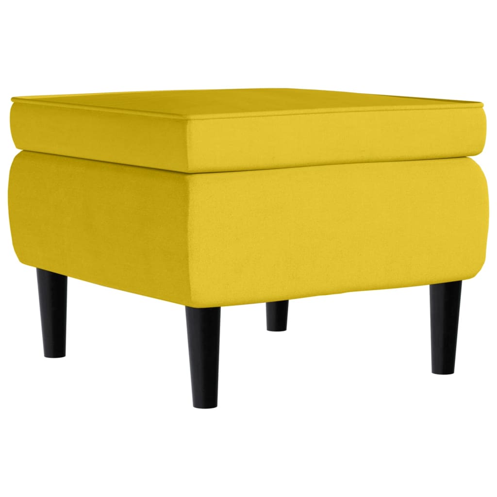 Tabouret avec pieds en bois Jaune Velours