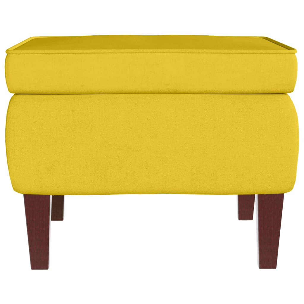 Tabouret avec pieds en bois Jaune Velours