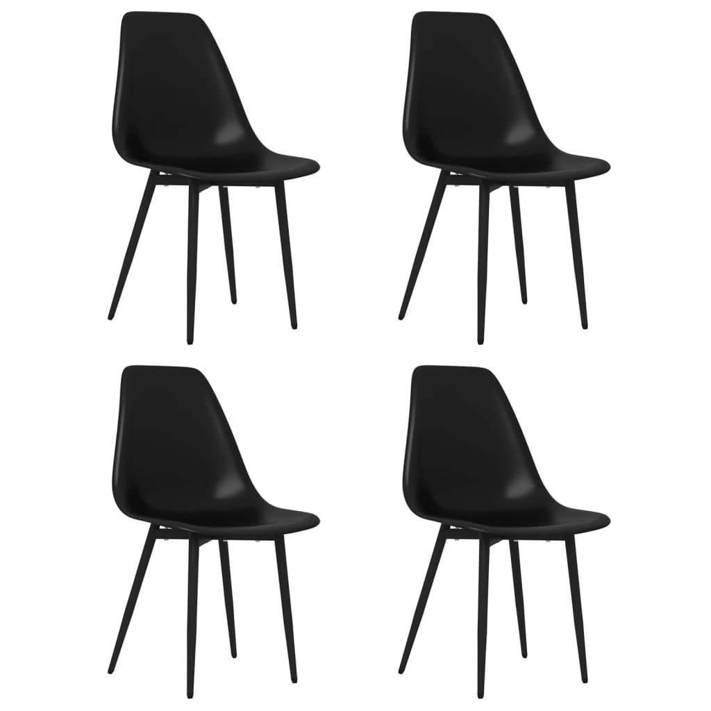 Chaises à manger lot de 4 noir PP