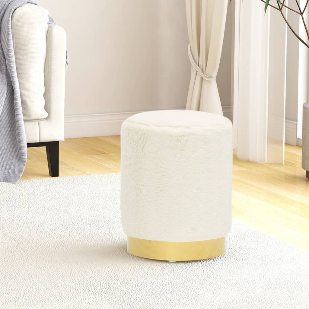 Tabouret rond Blanc Peluche