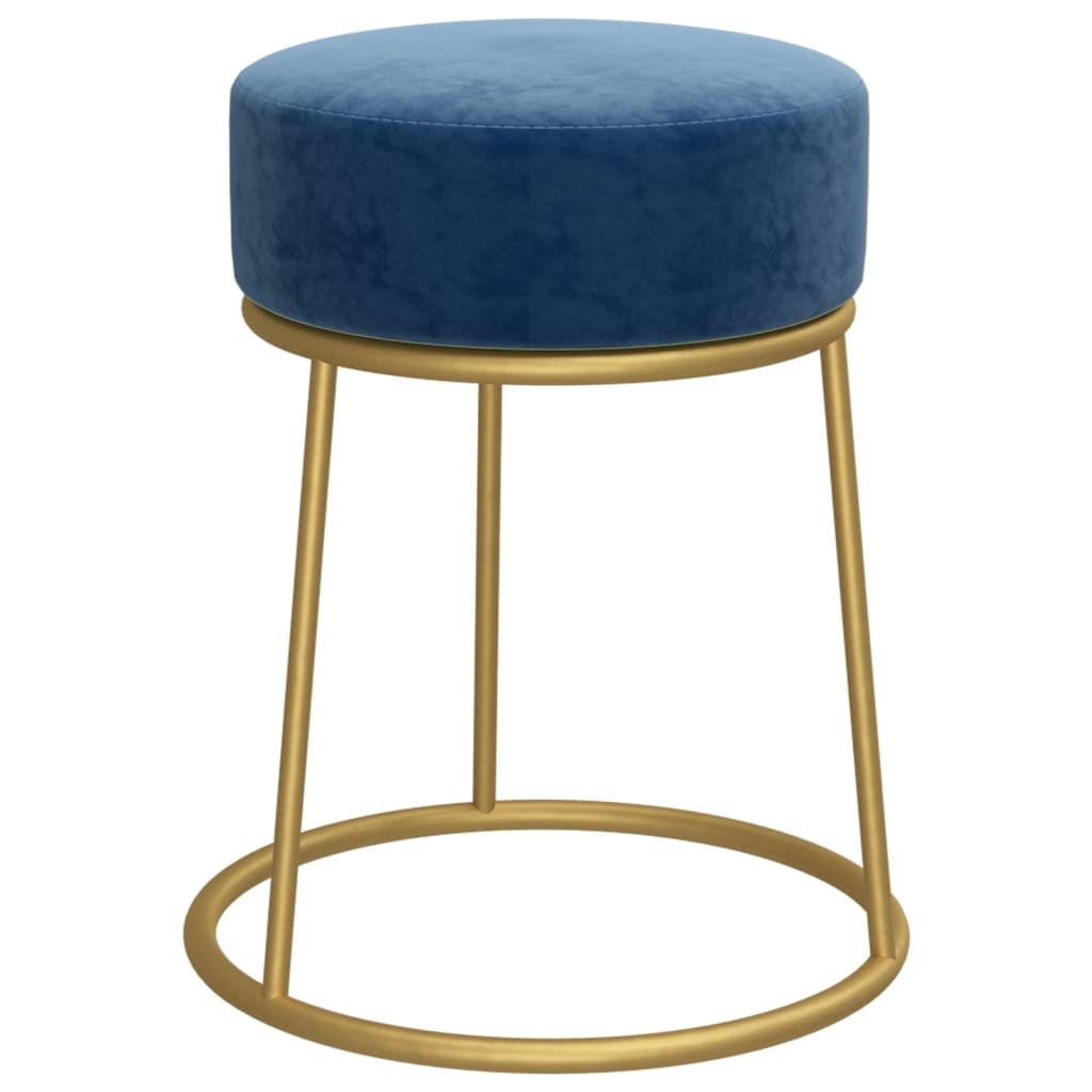 Tabouret rond Bleu Velours