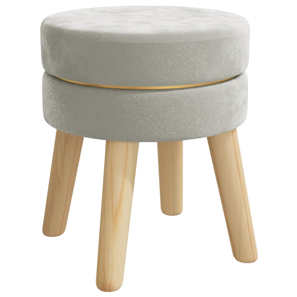 Tabouret rond Gris clair Velours