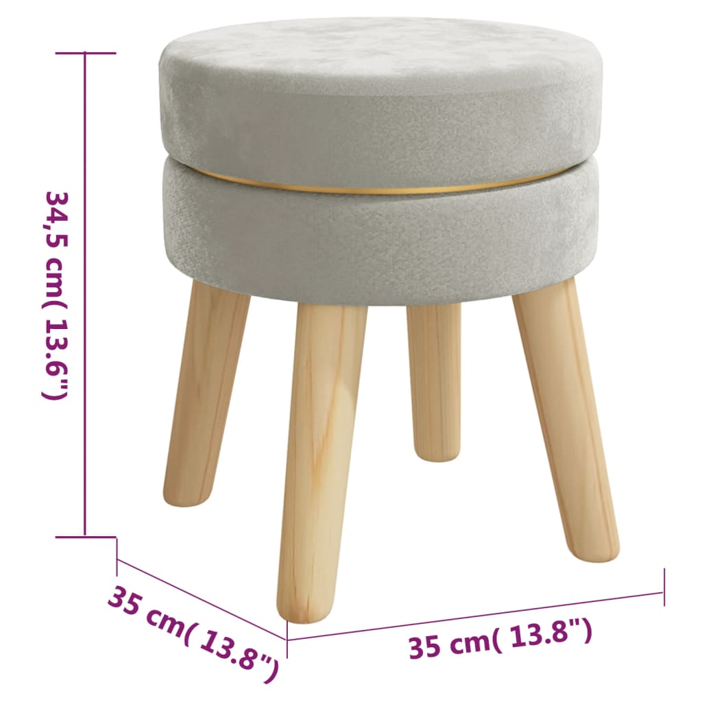 Tabouret rond Gris clair Velours