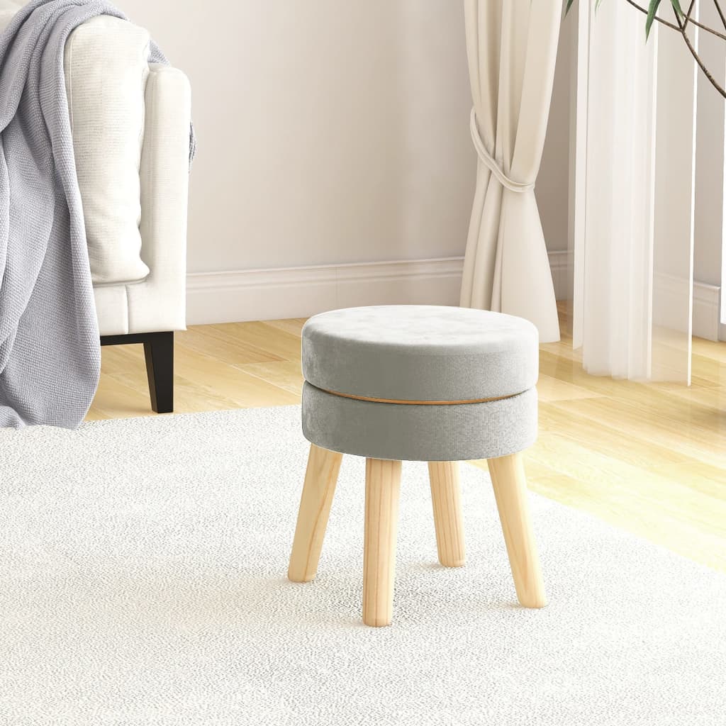 Tabouret rond Gris clair Velours