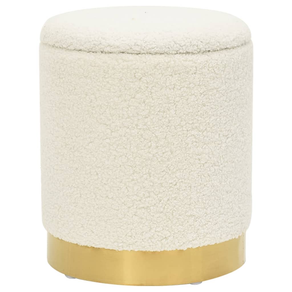 Tabouret de rangement rond Blanc Molleton