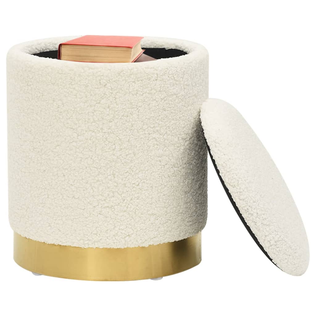 Tabouret de rangement rond Blanc Molleton