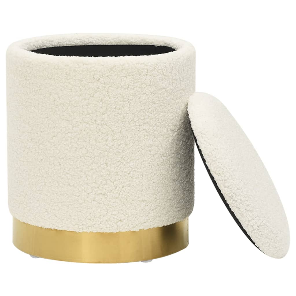 Tabouret de rangement rond Blanc Molleton