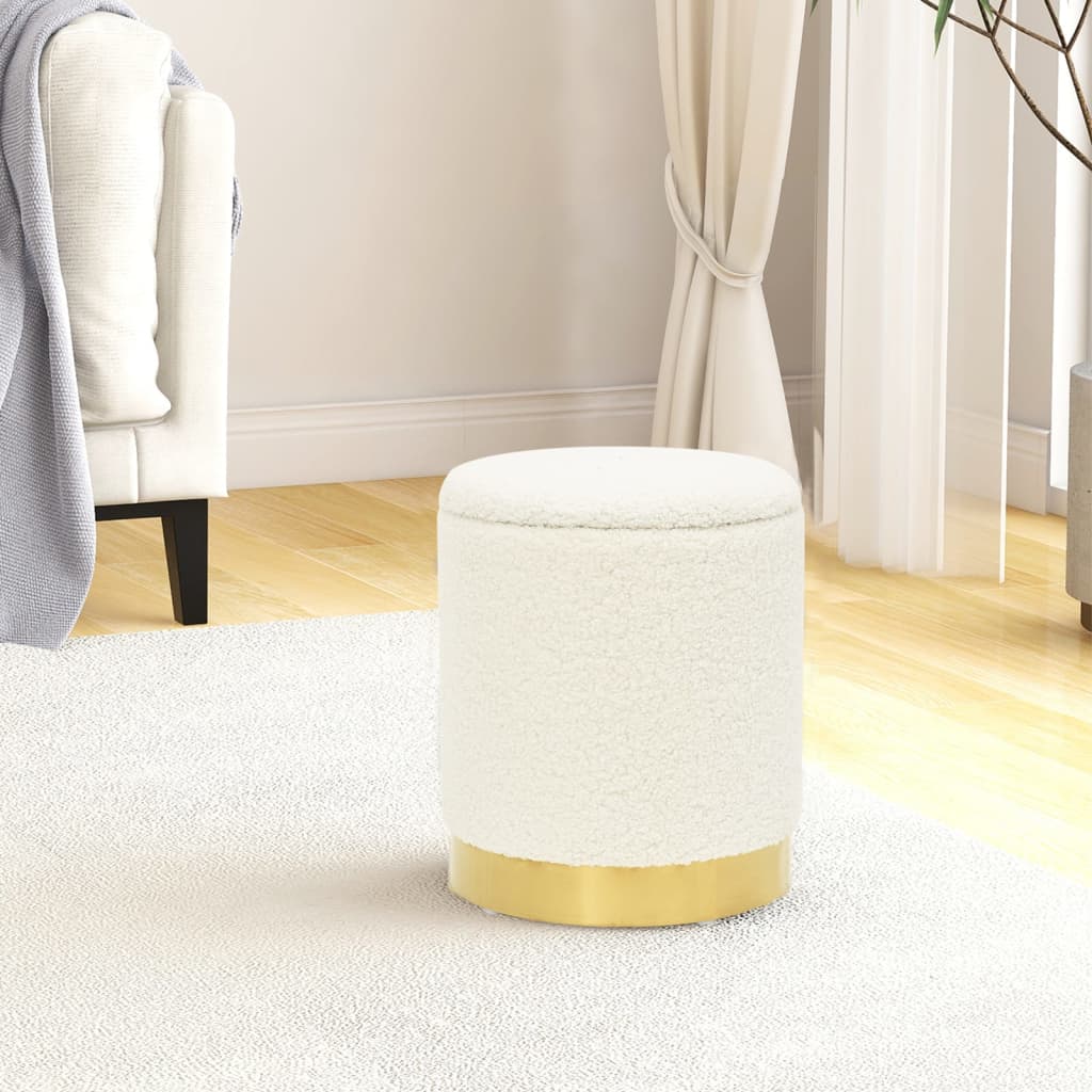 Tabouret de rangement rond Blanc Molleton