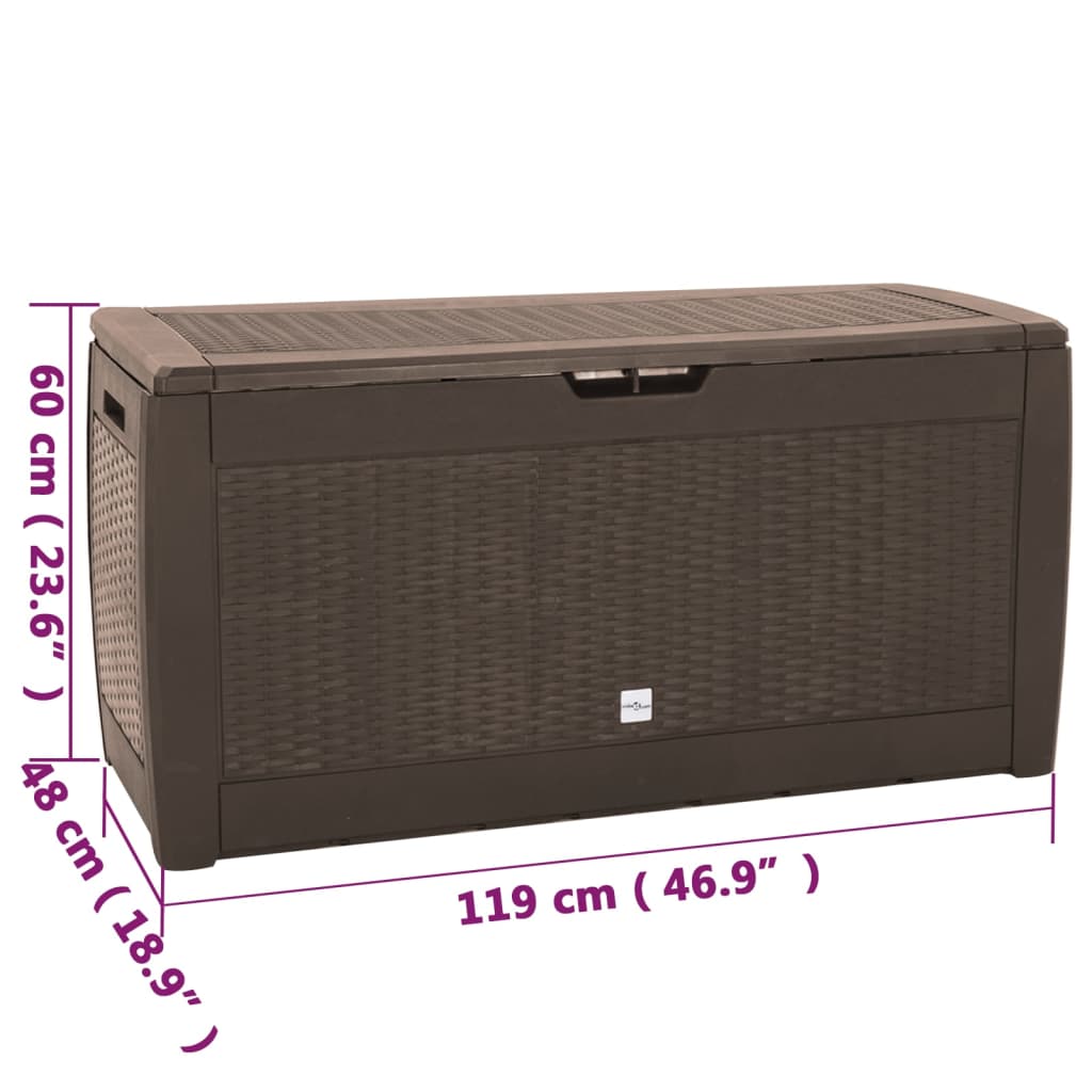 Boîte de stockage de jardin Marron 119x48x60 cm Polypropylène