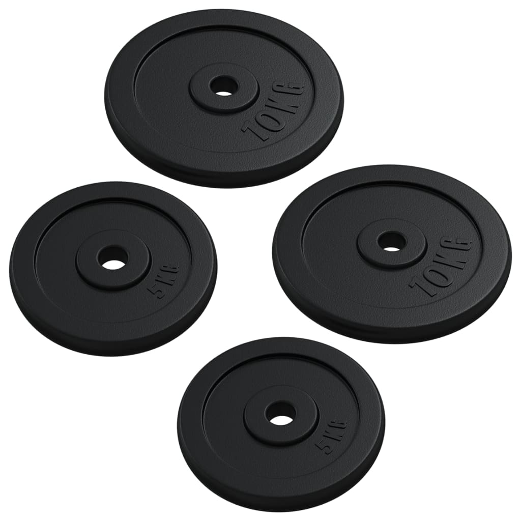 Barre d'haltères avec plaques 90 kg fonte et acier chromé