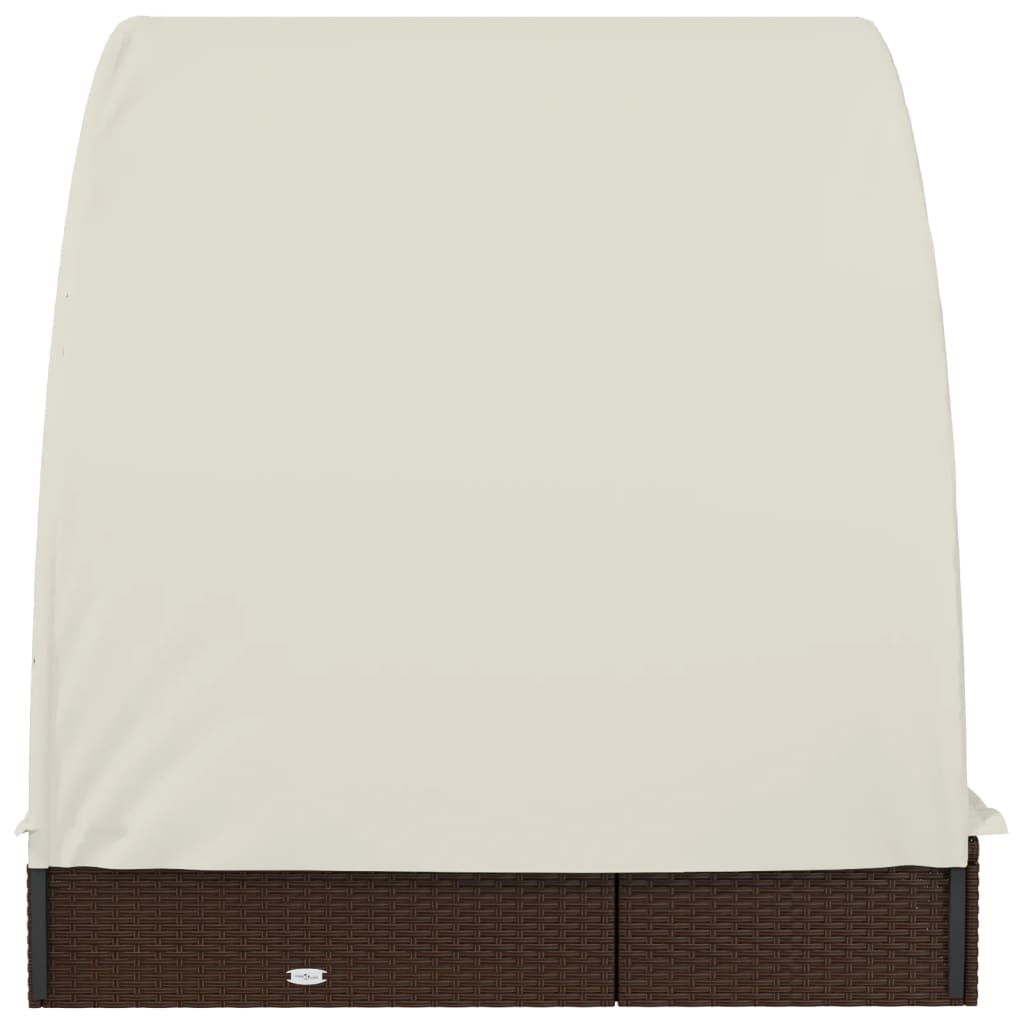 Transat 2 places avec toit rond marron 211x112x140 cm