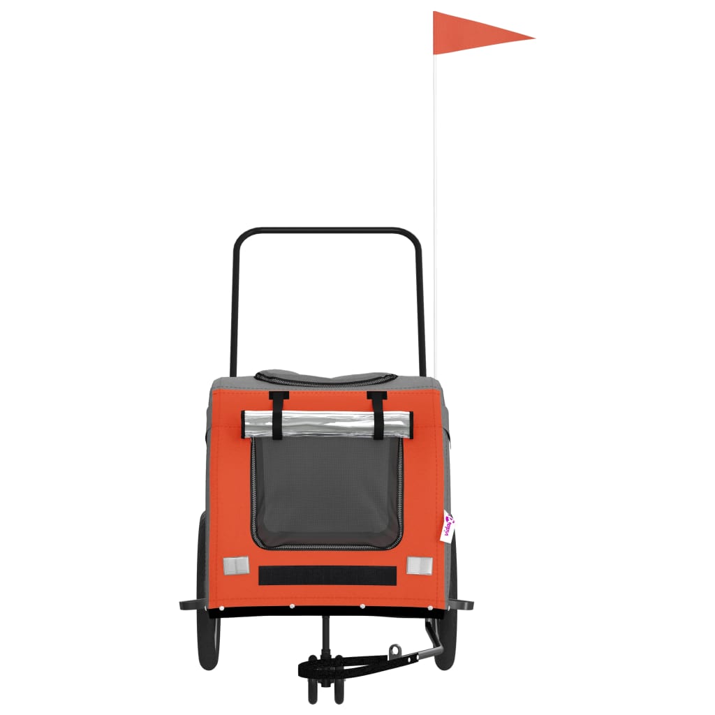 Remorque de vélo pour animaux de compagnie orange et gris