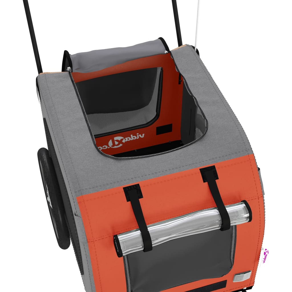 Remorque de vélo pour animaux de compagnie orange et gris