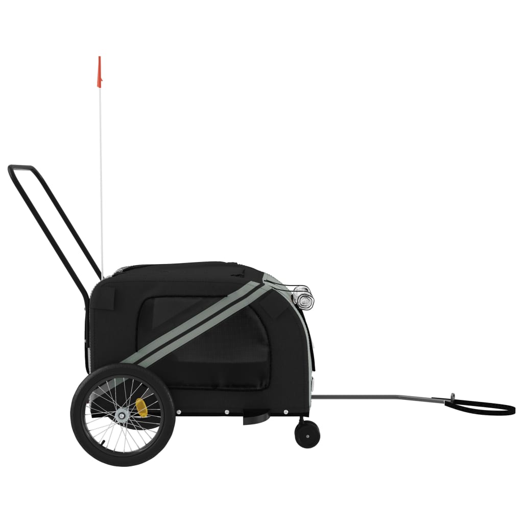 Remorque de vélo pour animaux de compagnie gris et noir