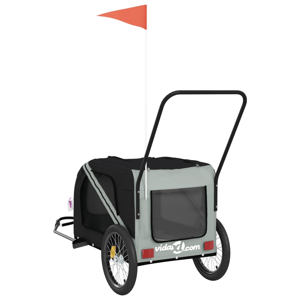 Remorque de vélo pour animaux de compagnie gris et noir