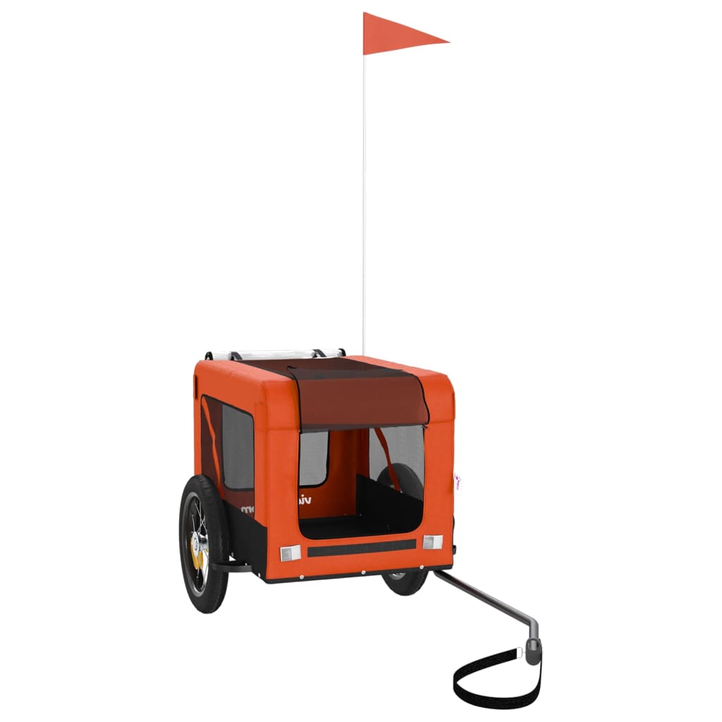 Remorque de vélo pour animaux de compagnie orange et noir