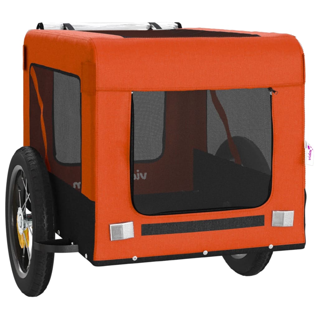 Remorque de vélo pour animaux de compagnie orange et noir