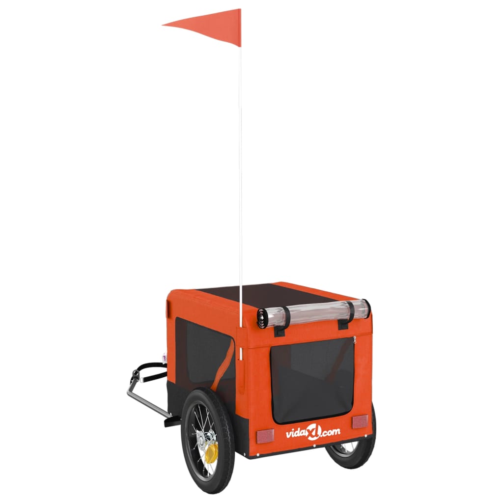 Remorque de vélo pour animaux de compagnie orange et noir