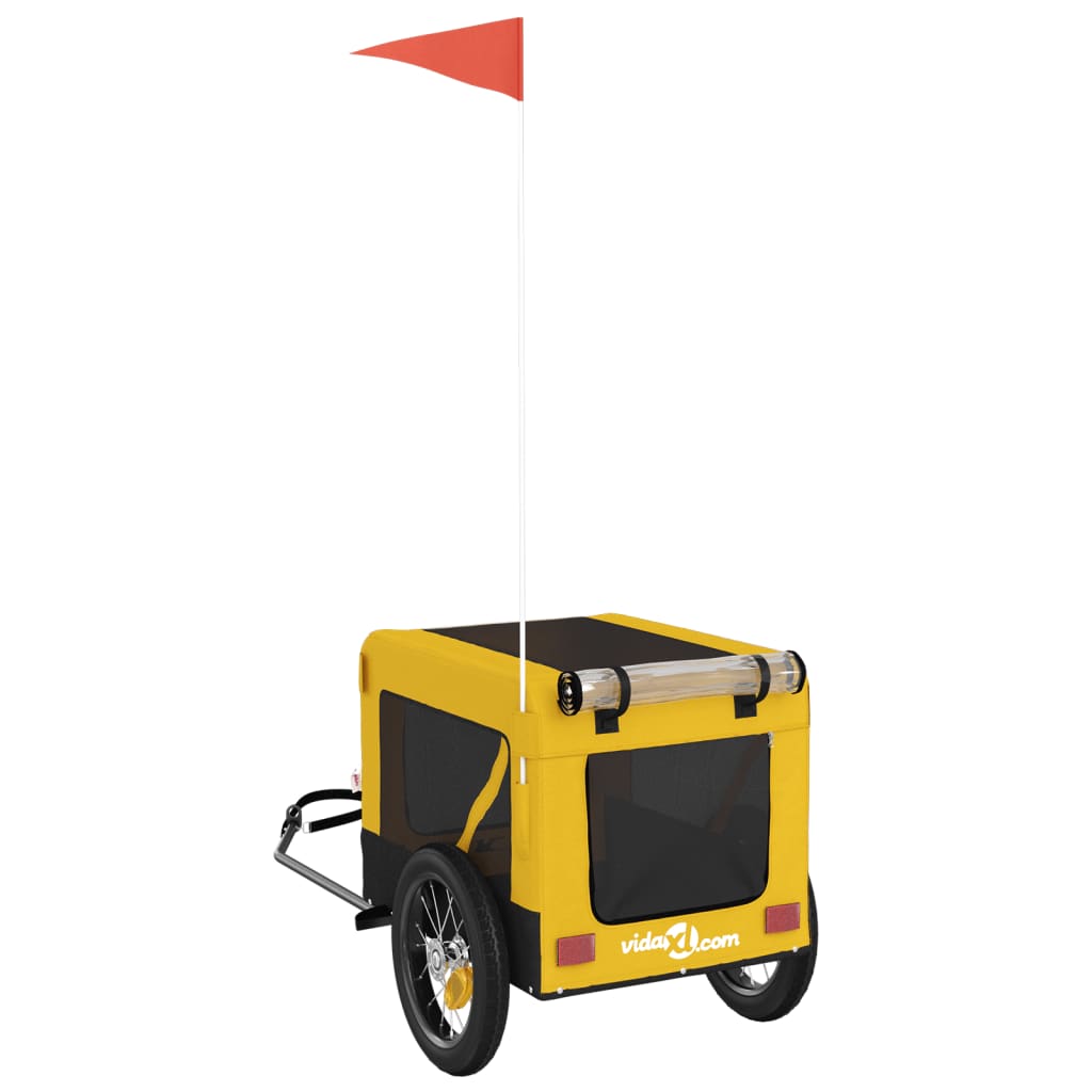 Remorque de vélo pour animaux de compagnie jaune et noir