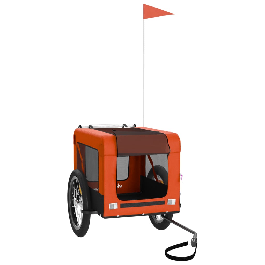 Remorque de vélo pour animaux de compagnie orange et noir