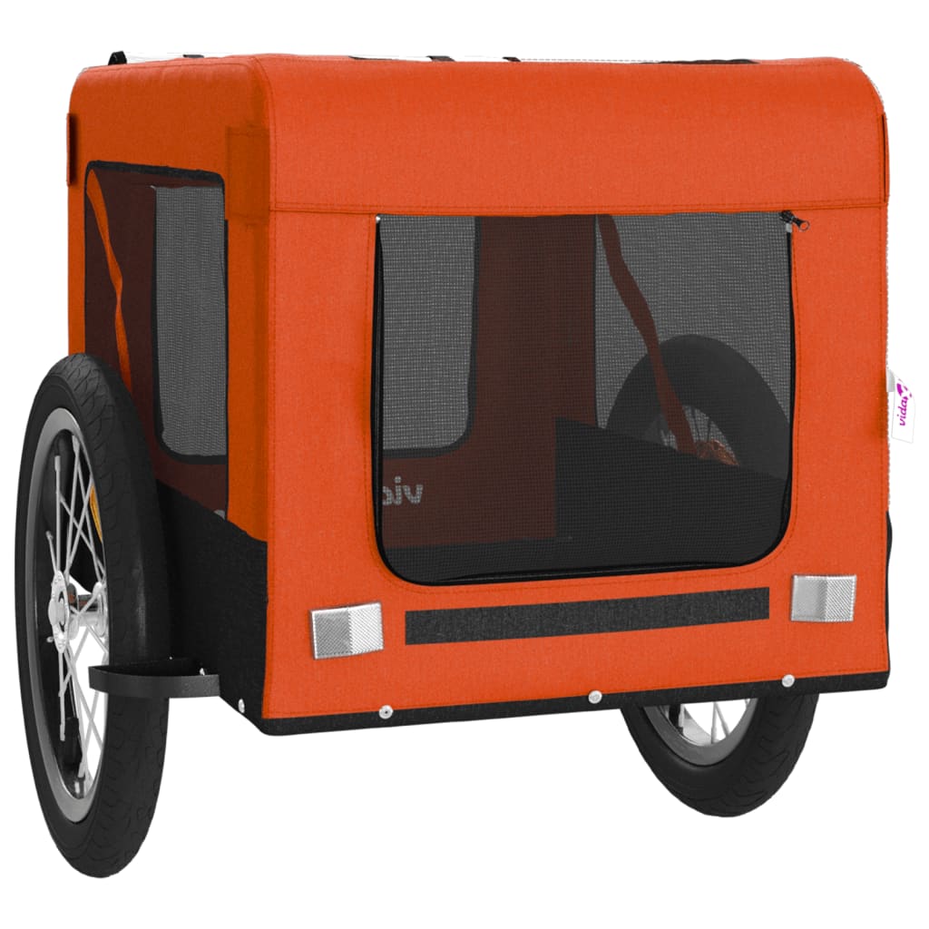 Remorque de vélo pour animaux de compagnie orange et noir