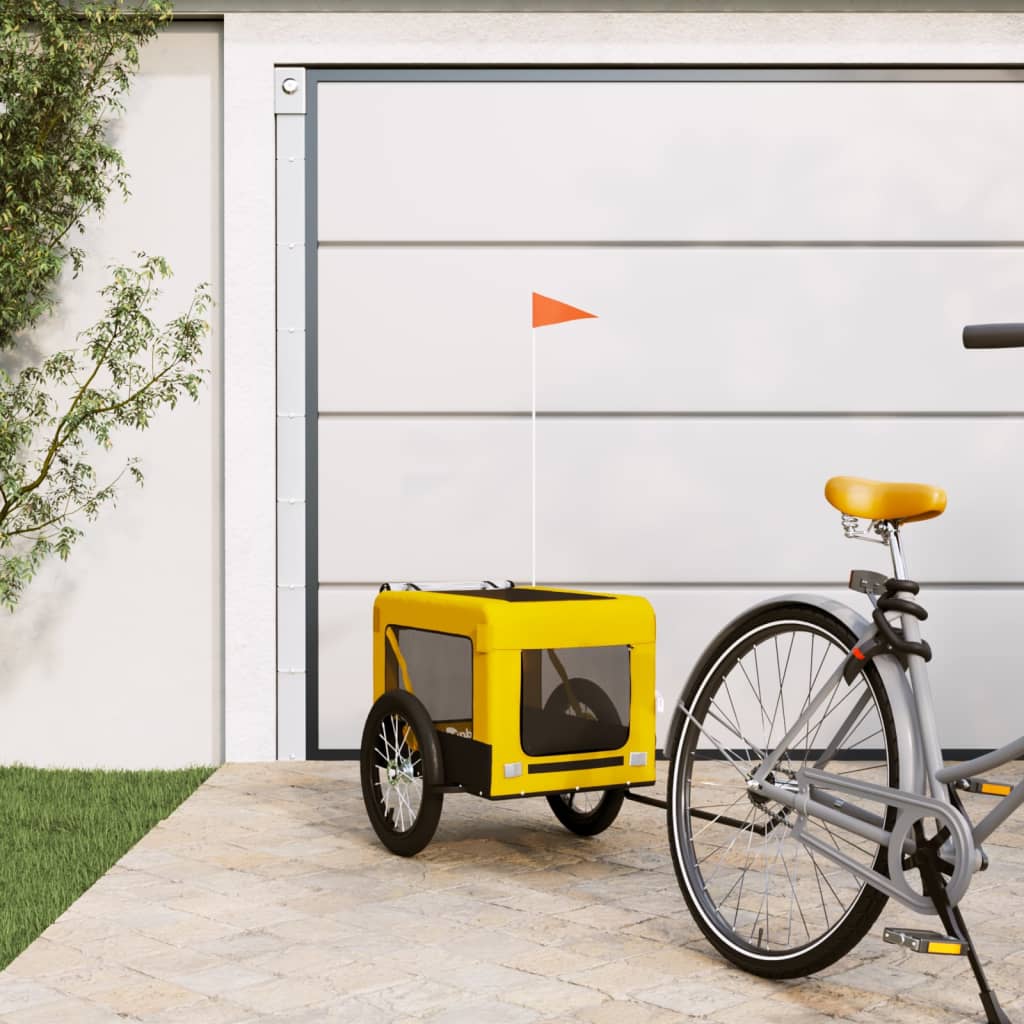 Remorque de vélo pour animaux de compagnie jaune et noir
