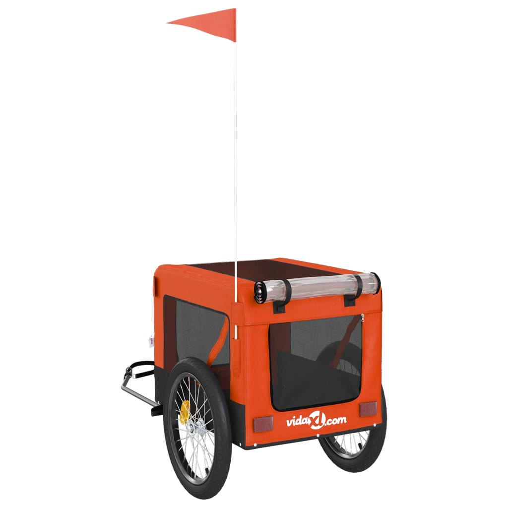 Remorque de vélo pour animaux de compagnie orange et noir