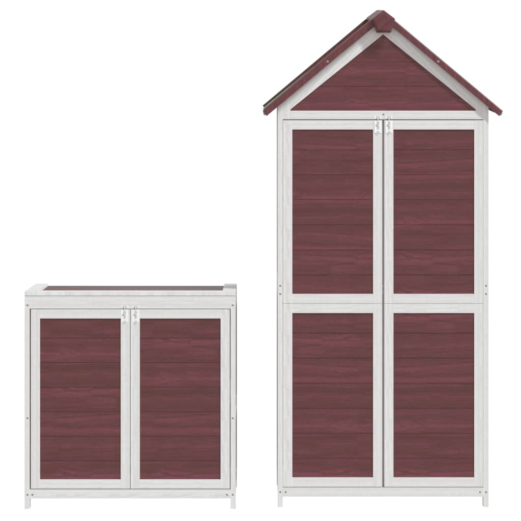 Ensemble de remise à outils de jardin 2 pcs moka pin massif