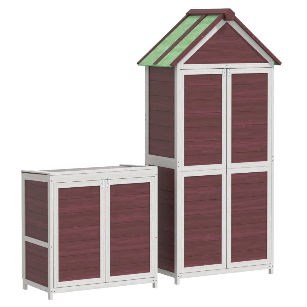 Ensemble de remise à outils de jardin 2 pcs moka pin massif