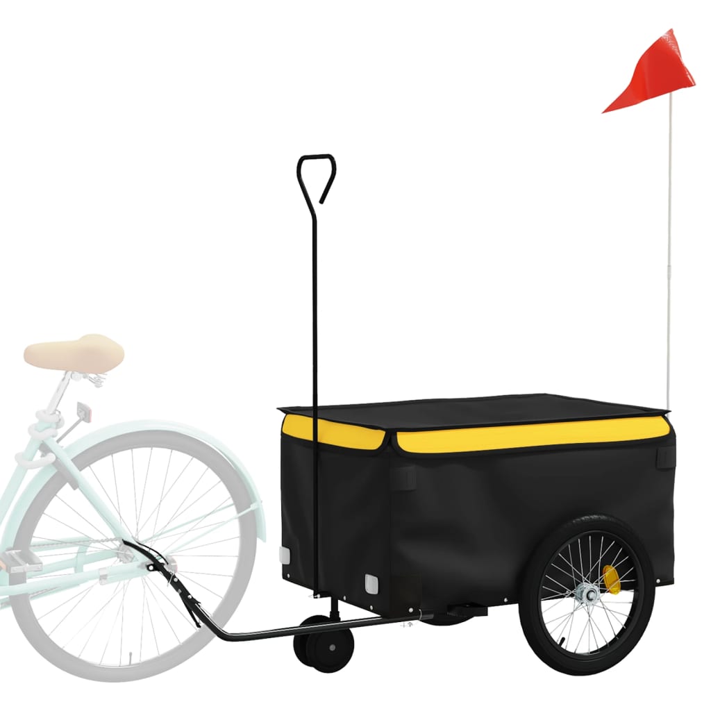 Remorque de vélo noir et jaune 30 kg fer