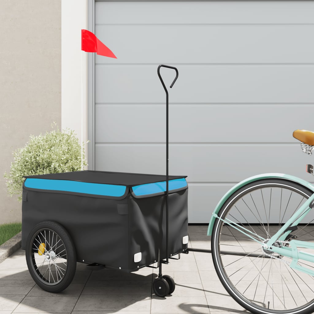 Remorque de vélo noir et bleu 30 kg fer