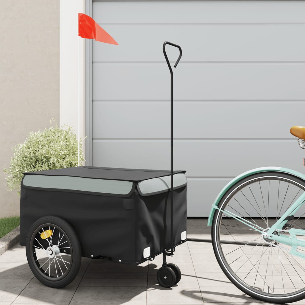 Remorque de vélo noir et gris 45 kg fer
