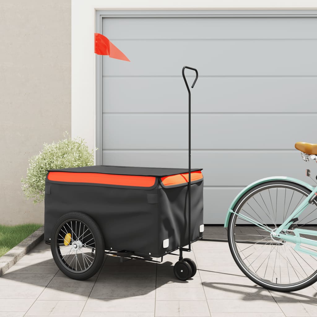 Remorque de vélo noir et orange 45 kg fer